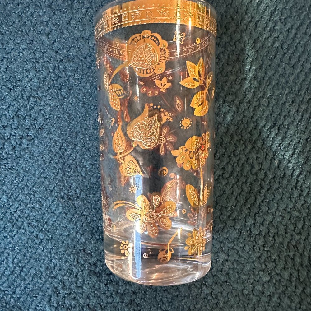 RARE MCM Culver 22K Gold Highball Glass Signed Set of 4, VTG, $120
